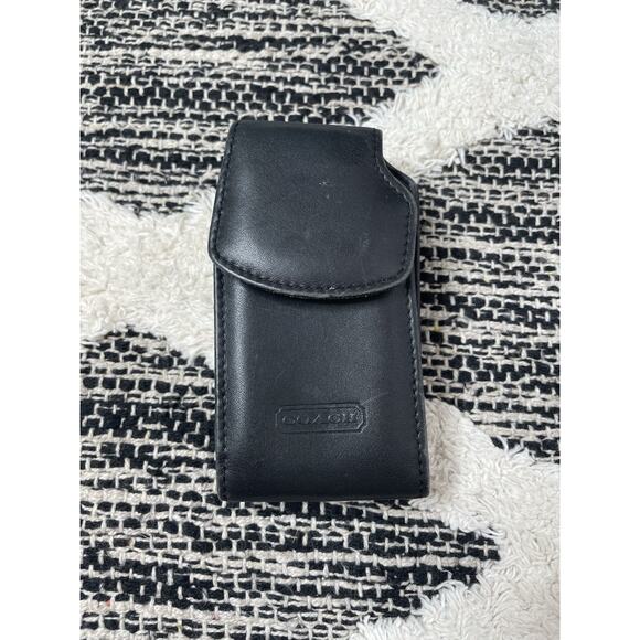Coach Vintage Black Leather Cellphone Flip Phone & Belt Carry Case - Picture 1 of 4